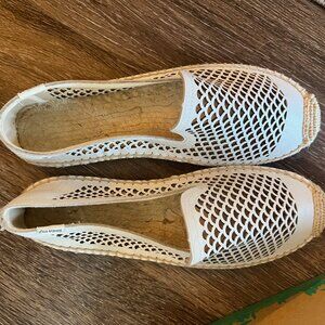 Perforated White Leather Smoking Slippers - Soludos